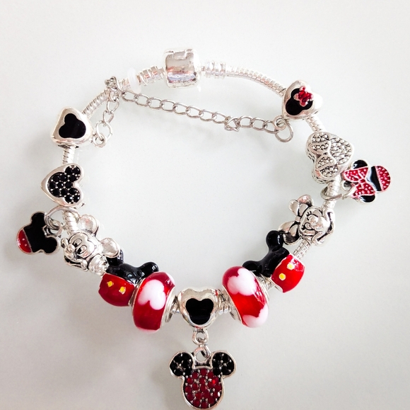 Disney Charm Bracelet Mickey & Minnie Pandora Style Collector's Piece - Picture 9 of 10
